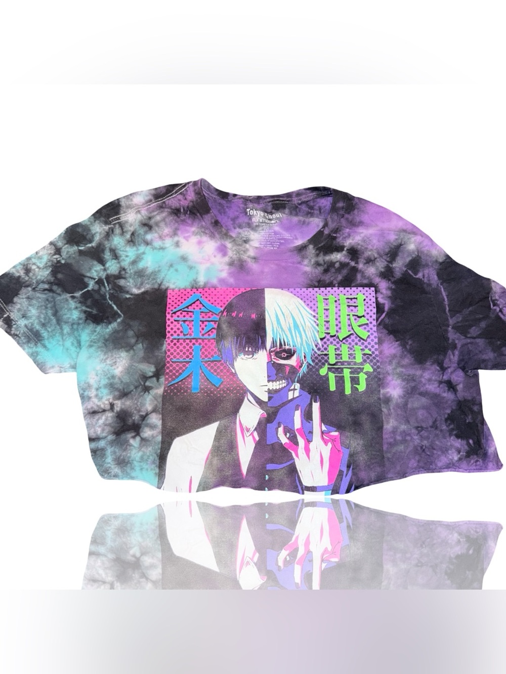 Tokyo Ghoul Tie-Dye Crop Tee - Purple/Teal